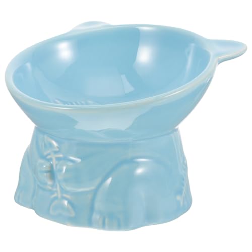 Levemolo Keramiknapf für Haustiere pet Water Bowl pet Bowl Keramik katzennapf Keramik Katzenfutterschüssel cat Bowls Erhöhte, geneigte Futternäpfe für Katzen Erhöhter Futternapf Sky-Blue von Levemolo