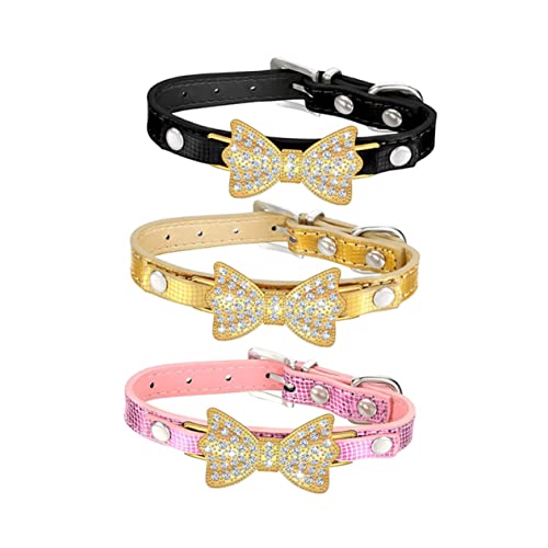 Levemolo PU Halsband Mit Strass Und Schleife Für Haustiere Hundehalsband Und Katzenhalsband Im Bunten Design Größe S von Levemolo