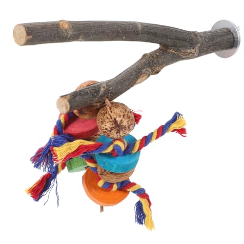 Levemolo Papageienständer vogelgitter vogelstange Bird Toys Vogelkäfig Ausstattung Vogelkäfig-Schaukel Vogelkäfigständer Vogel Steht für Papageien Sittich Holzbarsch Vogelbeißstock hölzern von Levemolo