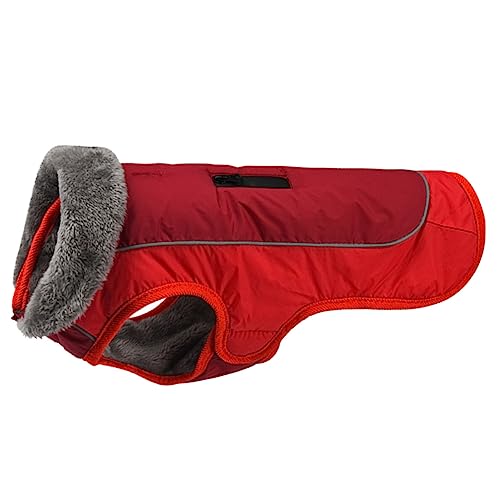 Levemolo Pelzkragen Hundekleidung Welpen Winterkostü Welpen-Outfits Wasserdichter Hundeponcho Baumwollkleidung Für Hunde Kätzchen-Kleidung Hundepullover Für Kleine Hunde Rot Polyester von Levemolo