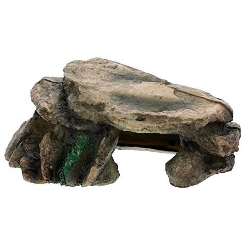 Levemolo Schildkröten-terrasse Mit Haube Reptilienhaut Aquarium Bergskulptur Gecko-Terrarium Versteck Höhle Tank Aquarienverzierung Schildkrötenplattform Für Schildkröte Käfigzubehör Harz von Levemolo