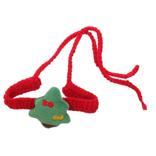 Levemolo Weihnachtshalsband mit Weihnachtsanhänger Gestrickt mit Weihnachtsbaum Hundehalsband Haustierhalsband für Welpen und Kätzchen Verstellbares Hundehalsband Bindeseil von Levemolo