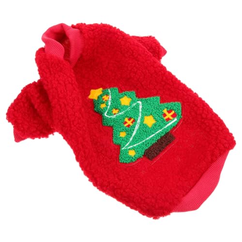 Levemolo Weihnachtshundehemd Weihnachtswelpenkleidung Urlaubshaustierkleider Lustiges Hundekostüm Welpen-Outfit Hundepullover Weste Entzückendes Haustier Hunde-Outfit-Kleidung Rot Vlies von Levemolo