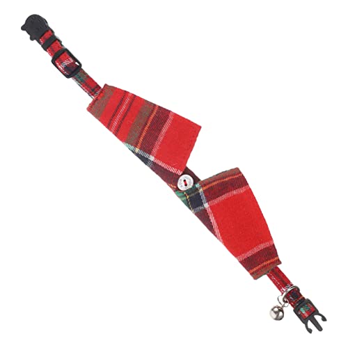 Levemolo Katzenhalsband mit Kariertem Design und Glocke Verstellbar Weihnachtlich Rot Kätzchenhalsband für Mädchen Haustier-Krawatte von Levemolo