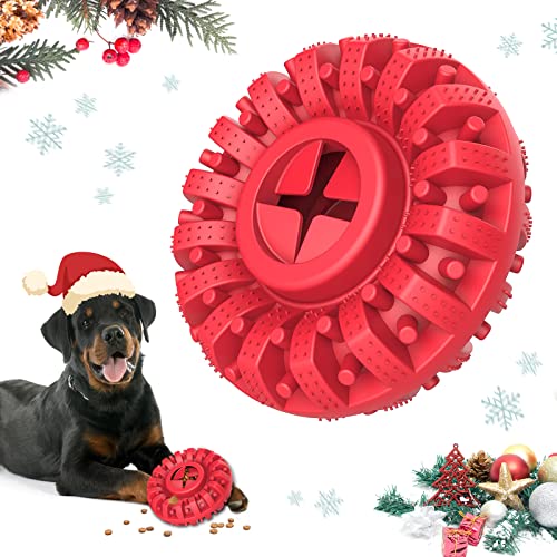 Lewondr Hundespielzeug Weihnachten, Dauerhaft Kauspielzeug Hund, Ungiftig Kautschuk Kauartikel Hundespielzeug, Hundespielzeug Kleine/Große Hunde, Hunde, Interaktives Spielzeug, Rot von Lewondr