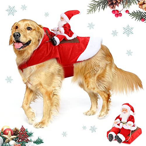 Lewondr Hundekostüm Weihnachtsmann, Weihnachten Hundekleidung Mantel Hundekostüme, Haustier Jacken Kostüm Warme Winterkleidung für Hunde, XXL - Rot von Lewondr