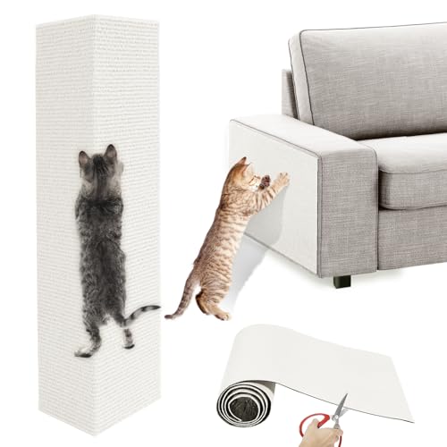 Lewondr Katze Kratzmatte, 40x200 cm Selbstklebende Katze Kratzbaum Ersatz Teppich, Katze Kratzt Möbelschutz für Couch Sofa DIY Kratzbaum Klettern Pad, Beige von Lewondr