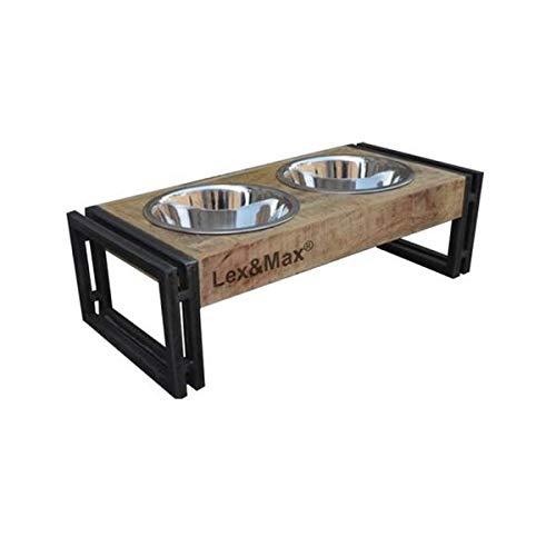 Lex & max feeder oslo -voerbakken standaard rvs bakken 17cm hout 54x24x16cm von Lex max