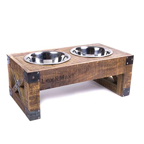 Lex & max Feeder voerbakken standaard rvs bakken 24cm 65x35x25cm Hout von Lex & Max