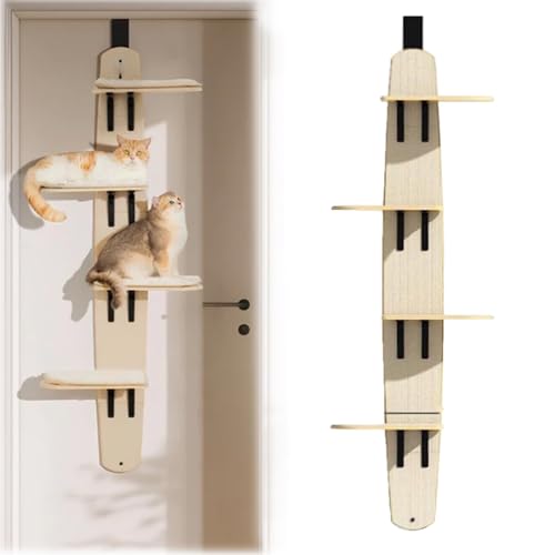 Cat Climber Over The Door, Door Hanging Cat Shelf, Cats Shelves and Ladder Multi Level Cats Perch Doors, 4-Levels Pet Tree That Hangs On Doors Mounted for Indoor Bed von LexTex