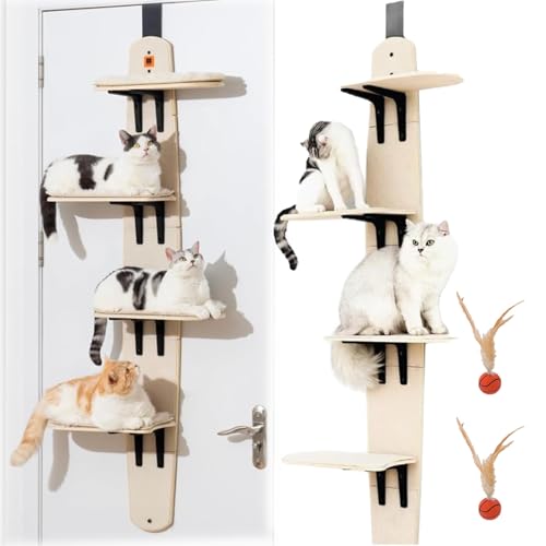 Door Hanging Cat Tree, Door Hanging Cat Shelf, Over The Door Cat Perch, Shelves, Ladder, Vertical Cats Tree Over The Doors 4-Levels Pet Bed That Hangs On Doors Mounted Multi Level Hanging von LexTex