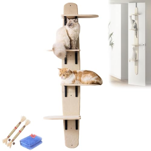 Multi Level Door Hanging Cat Shelves, Stable Cat Tower Door Hanger Climber, Vertical Space for Cats Over The Doors, 4-Levels Back of Doors Cats Perch Climbing Shelf for Jumping von LexTex