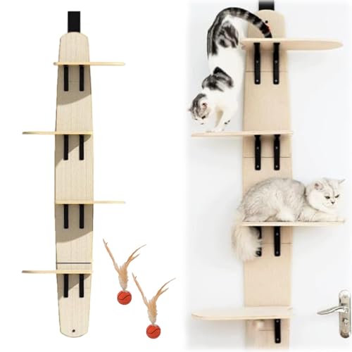 Over The Door Cat Perch, Door Hanging Cat Shelf Multi Level Cats Tree and Climber, Shelves, Ladder, 4-Levels Vertical Space Hanger for Cats Tower On Doors Mounted Hanging Bed von LexTex