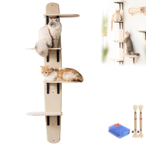 Vertical Cat Door Hanger, Over Door Hanging Cat Tree Mounted Climber, Back of Doors Hang Cats Shelf Perch, Multi Level Space Cats Climbing Shelves Bed Ladder 4-Levels for Pet Jumping Under 40lbs von LexTex