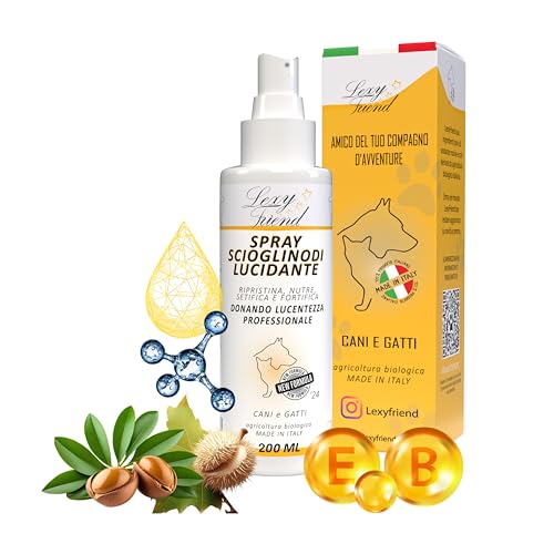 LexyFriend Conditioner Entwirrungsspray für Hunde und Katzen, professionelles Entwirrungsspray für Hunde, 200 ml, natürliches Entwirrungsspray zum Entwirren von Knoten und Glanz, weich und biologisch von LexyFriend