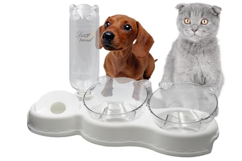 LexyFriend Futternapf-Set für Hunde und Katzen mit automatischem Wasserspender – 2 abnehmbare Futternäpfe und 1 Spender mit Tropfschutz, Zubehör-Set für die Fütterung von Haustieren von LexyFriend