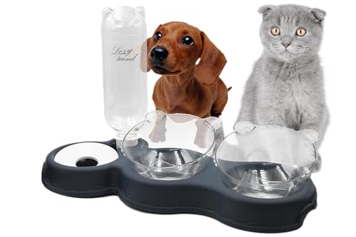 LexyFriend Futternapf-Set für Hunde und Katzen mit automatischem Wasserspender – 2 abnehmbare Futternäpfe und 1 Spender mit Tropfschutz, Zubehör-Set für die Fütterung von Haustieren von LexyFriend