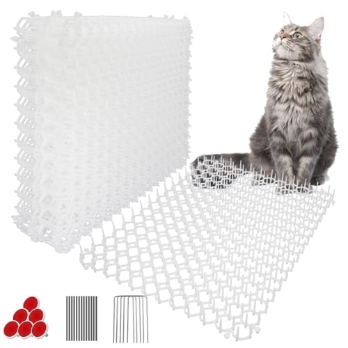 Ley's Katzen-Abwehrmatte für den Außenbereich, Katzen-Katzenmatte mit Spikes (12 Stück), 40,6 x 30,5 cm, Katzenabschreckungsmatte für Hof, Gartenzaun, Tierbarriere (weiß) von Ley's