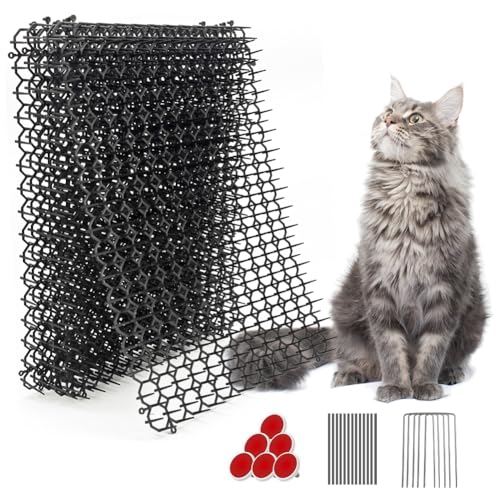 Ley's Kratzmatte für Katzen, maximale kombinierte Länge – 4 m, Katzenschreck mit Spikes, für drinnen und draußen, 40,6 x 30,5 cm, Anti-Katzenmatte für Hof, Garten, Zaun, Tierbarriere, 10 Stück von Ley's