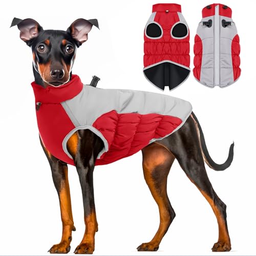 Extra warmer Hunde-Wintermantel, Rollkragen, Hundejacke für kaltes Wetter, reflektierend, verstellbare Haustier-Hundeweste mit Leinen-Ring, winddichter Hundepullover, Schneeanzug, Bekleidung für von Leycran