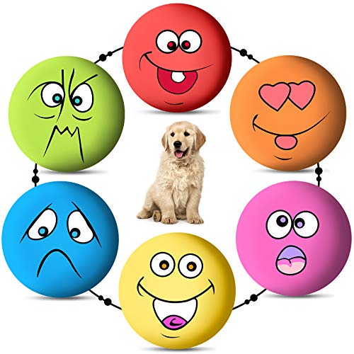 Leyeet 6Pcs Hund Gummi quietschende Bälle Lustiges weiches federndes Kauen Quietschendes Spielzeug für kleine mittelgroße Hund Katze von Grehge