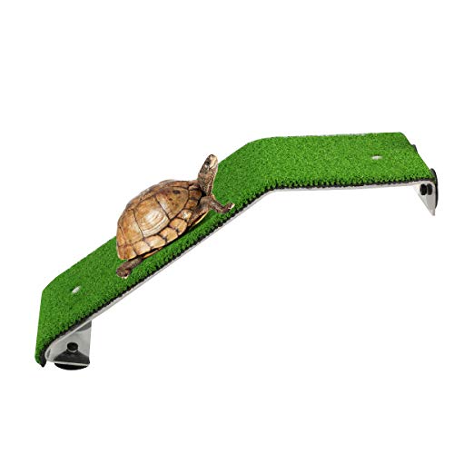 Leyeet Schildkröten-Plattform für Aquarium, Rampe, Leiter, lebensecht, grüner Rasen, zum Ausruhen, für Terrasse und Kletterplatz von Leyeet