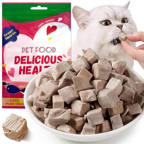 Katzensnack Gefriergetrocknet, Gefriergetrocknetes Enteerbrust, katzensnack ohne Zucker und Getreide, Vital Booster für Fell & Muskulatur, Für Kitten & Erwachsene Katzen, Ideal als Belohnung(Ente) von Lezehea