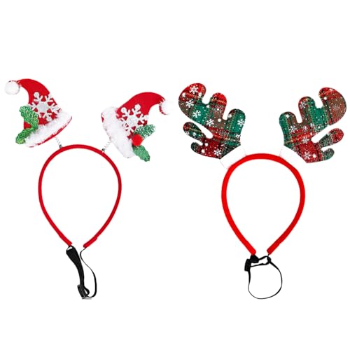 Lezevn 2-teiliges Weihnachtskostüm-Set mit Rentierhut, Hunde-Stirnband, Weihnachtskostüm-Set, für Katzen oder Hunde, Cosplay-Kostüm, Kopfbedeckung, Foto-Requisiten, Cosplay, Partyzubehör für Katzen von Lezevn