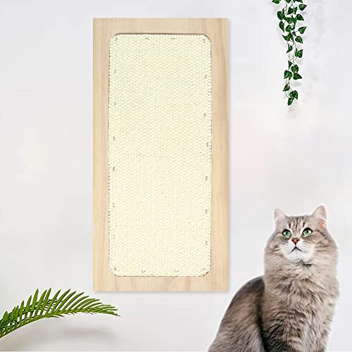 Kratzbrett für Katzen Sisal Kratzmatte, Sisal Scratching Pad Katzenspielzeug Holzstruktur für Katzenschleifklauen und zum Schutz von Teppichteppichmöbeln Natürliche Bambushalterung von LhyBtm