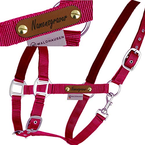 LiLa Pferd Pferde-Halfter Satin Bordeaux - mit Namensschild - 2fach verstellbar, unterlegt (VB) von LiLa Pferd