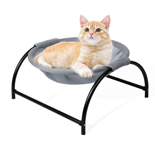 Katze Hängematte Bett, 45×42×25cm Katzennest Katzenbett Freistehendes Haustierbett, Atmungsaktives，Abnehmbares und Maschinenwaschbar Netz, Kleine Hund und Kleines Haustier für Drinnen & Draußen von Liamcute