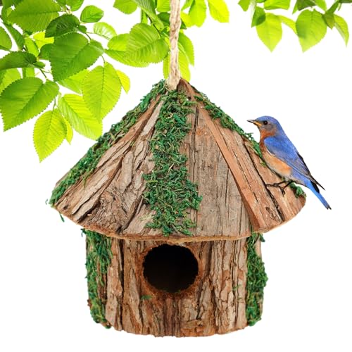 Liawm Vogelhaus aus Holz zum Aufhängen im Freien, Kolibri, Zedernblau, Vogelhaus für den Außenbereich, handgefertigt, Garten, Terrasse, dekorativ, konisch von Liawm