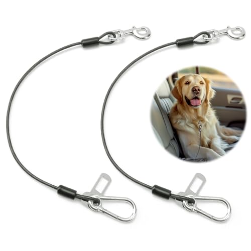 Libbipaw Hunde-Sicherheitsgurt für Auto, 2 Stück, Hunde-Autogeschirr aus beschichteter Draht-Leine, Doppelclip, Sicherheitsgurt, Kaufest, Hunde-Haltekabel für Auto, 81,3 cm, Schwarz von Libbipaw