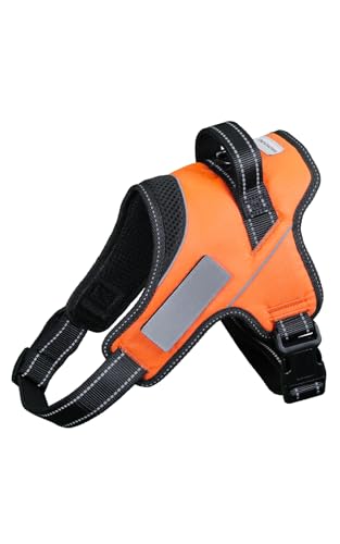 Liberte harness Hundegeschirr, kein Ziehen, mit Namensschild befestigbar, Größe M, 5 - 10 kg, Orange von Liberte harness