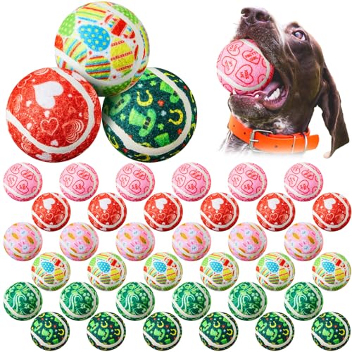Libima Lustige Hunde-Tennisbälle, 6,3 cm, Urlaubsspielzeugball für kleine, mittelgroße Hunde, grün, langlebig, Kauspielzeug für aggressive Hundeübungen, Training, Fangzubehör, 3 Stile von Libima