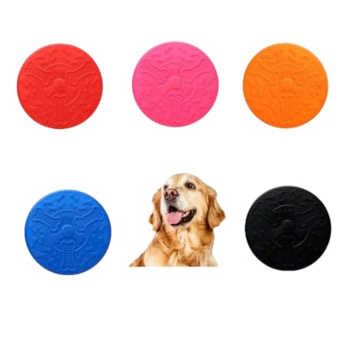 Lichi Hunde-Frisbee aus Naturkautschuk, 18 cm, bissfest, für Hundewurf, Training, Spielen, Fangen, 5 Stück von Lichi