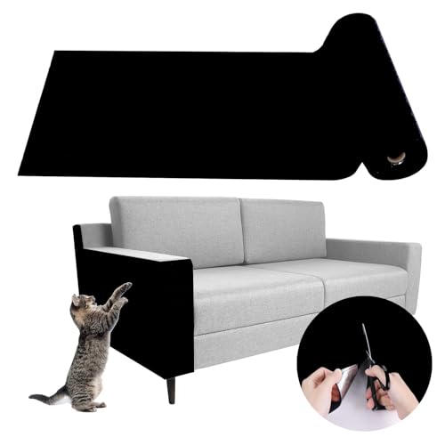 Lichi Katzenkratzmatte, Katzenkratzmatte mit selbstklebender Anti-Kratz-Möbelschutz, DIY-Kratzer für Wände, Eckteppich, Sofa (Schwarz, 30 x 200 cm) von Lichi