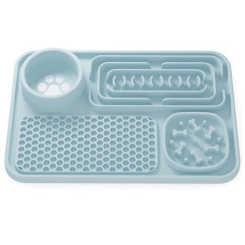 Lichi Licky Mats für Hunde, BPA Frei Lebensmittelqualität Silikon Hund Leckmatte, Katzenfutter Matte mit Saugnapf, Leckpad Hundefutter Matte, Slow Feeder Leckmatte für Hunde Katzen (Blau) von Lichi