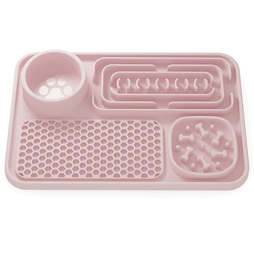 Lichi Licky Mats für Hunde, BPA Frei Lebensmittelqualität Silikon Hund Leckmatte, Katzenfutter Matte mit Saugnapf, Leckpad Hundefutter Matte, Slow Feeder Leckmatte für Hunde Katzen (Rosa) von Lichi