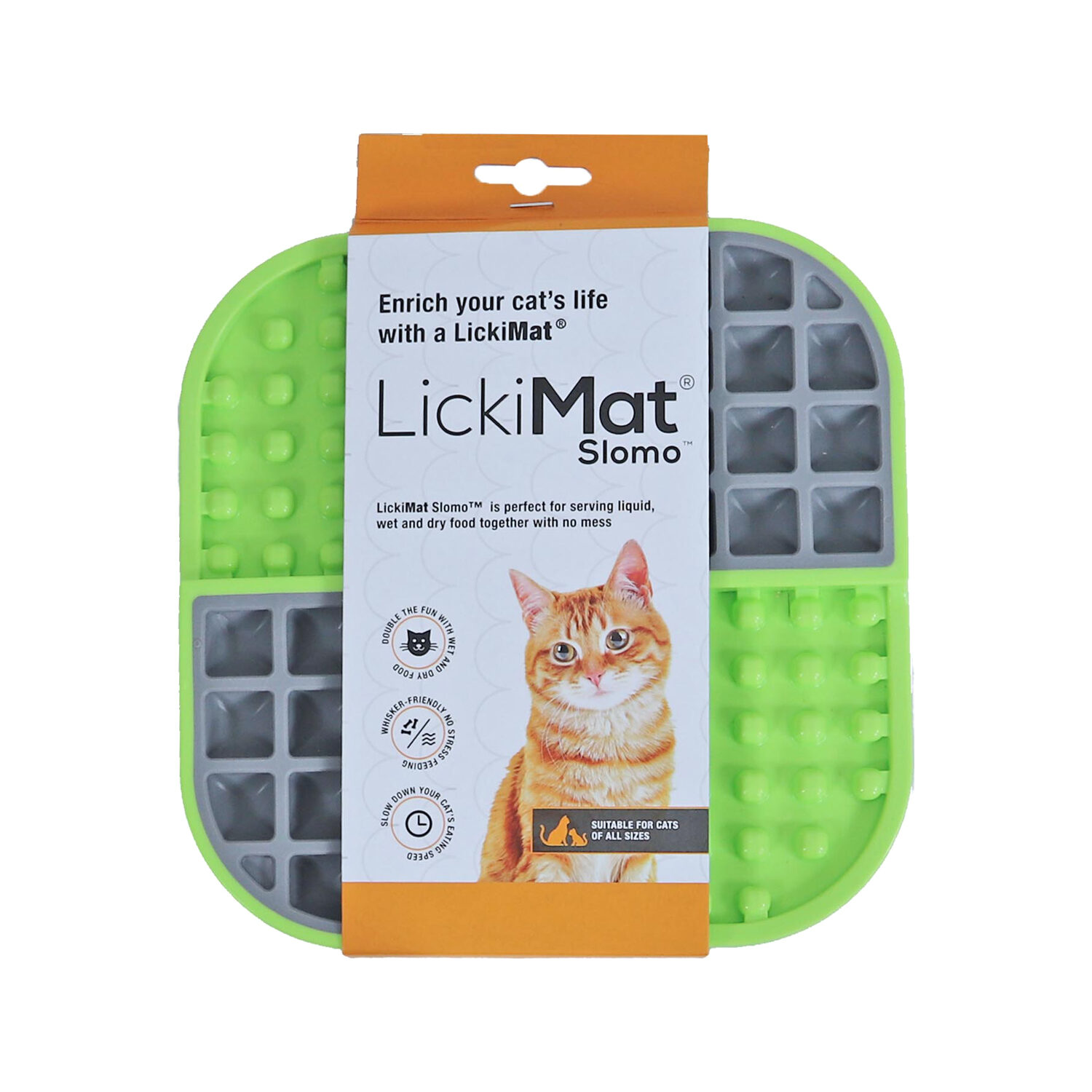 LickiMat Slomo Katze – Grün/Grau – 20 cm von LickiMat