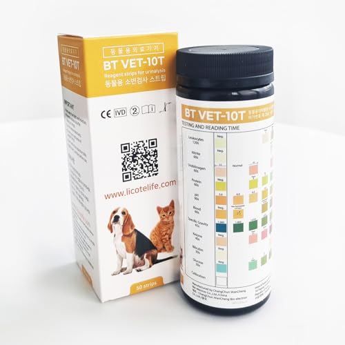 Licote Pet Reagenzstreifen BT VET-10T für Hund und Katze Urintest Urinanalyse APP Dedizierter Streifen Harnwegsinfektion Niere Leber Blut pH Diabetes Ketone Hepatitis Nephritis von Licote