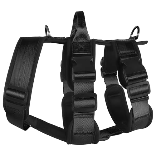 LiebeDD Hundegeschirr Grosse Hunde, Geschirr Hund, Panikgeschirr für Hunde, Dog Harness, Sicherheitsgeschirr Hund Ausbruchsicher Brustgeschirr, Anti Zug Hunde Geschirr mit Breiter Griff, Schwarz, S von LiebeDD