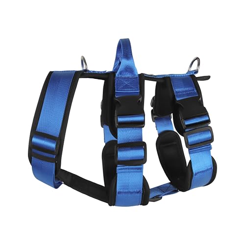 LiebeDD Hundegeschirr Grosse Hunde, Geschirr Hund, Panikgeschirr für Hunde, Dog Harness, Sicherheitsgeschirr Hund Ausbruchsicher Brustgeschirr, Anti Zug Hunde Geschirr mit Breiter Griff, Blau, S von LiebeDD