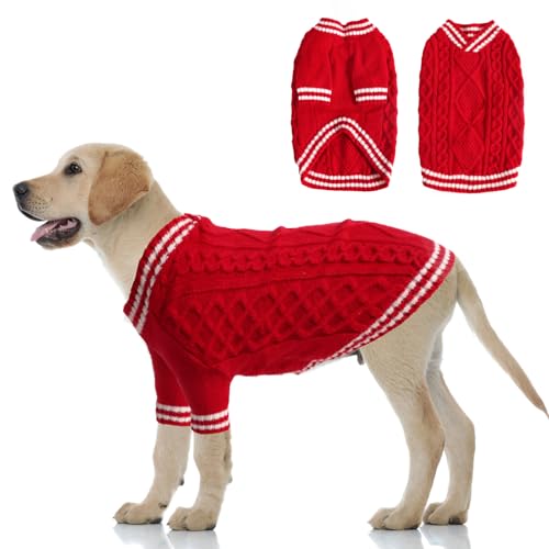 LiebeDD 3XL Hundepullover Grosse Hunde, Hund Weihnachten Kleidung Pyjama Pullover Hund Weihnachtspulli Hundebekleidung Hundepulli Hunde Pullis Winter Warm Hundepullover Fleece Hunde Schlafanzug, Rot von LiebeDD