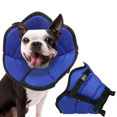 LiebeDD Halskrause für Hund Katze Weich Hundekragen Leckschutz Haustiere Schutzhalsband Trichter Hund Nach Op Kragen für Hunde Katzen Dog Collar Comfy Cone, Blau, S von LiebeDD