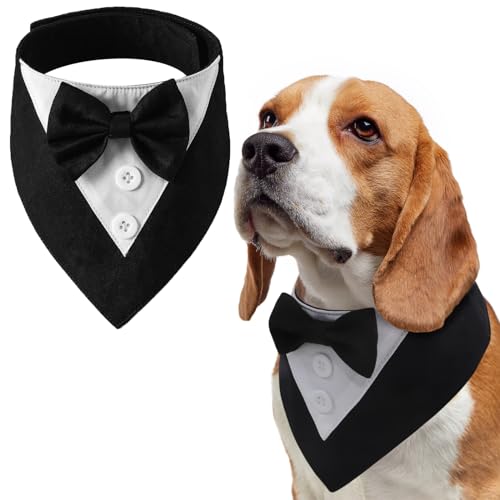 LiebeDD Halstuch Hund, Fliege Hund Haustier Hundehalstuch Dreieckstuch Halstücher Hunde Smoking Bandana, Verstellbar Hundekostüm Kopftücher Formale Hund Hochzeit Outfit für Geburtstag Party von LiebeDD