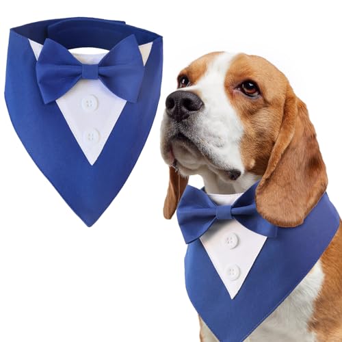 LiebeDD Halstuch Hund, Fliege Hund Haustier Hundehalstuch Dreieckstuch Halstücher Hunde Smoking Bandana, Verstellbar Hundekostüm Kopftücher Formale Hund Hochzeit Outfit für Geburtstag Party von LiebeDD