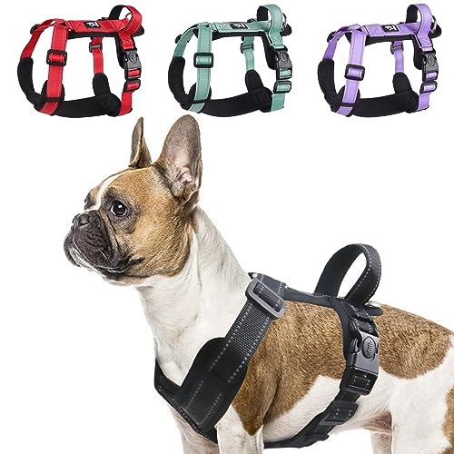 LiebeDD Hundegeschirr Grosse Hunde Brustgeschirr Hund Sicherheitsgeschirr, Y Form Hundegeschirr Gepolstert mit Griff, Leichtes Hunde Geschirr Französische Bulldogge Dog Harness, Schwarz, L von LiebeDD