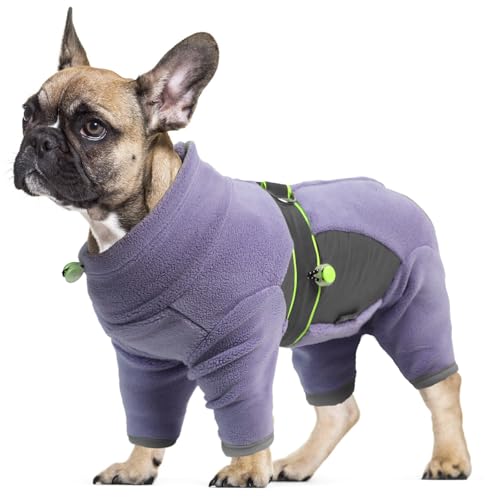 LiebeDD Fleecejacke Hund, Winter Hundejacke Hundemantel Fleece Hundepullover mit Geschirr und Reißverschluss Winddicht Weiche Pyjama für Mittelgroße Hunde Windhund Französische Bulldogge (XS-XXL) von LiebeDD