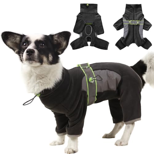 LiebeDD Fleecejacke Hund, Winter Hundejacke Hundemantel Fleece Hundepullover mit Geschirr und Reißverschluss Winddicht Weiche Pyjama für Mittelgroße Hunde Windhund Französische Bulldogge (XS-XXL) von LiebeDD